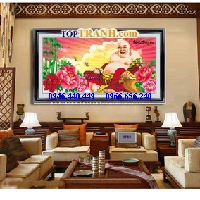 Tranh gắn đá phật di lặc